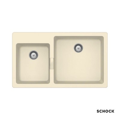 Νεροχύτης Γρανιτένιος Ένθετος Manhattan Cristalite 86x50 με 2 Γούρνες Για Ερμάριο 90 cm Schock 30291-1321 Vanilla