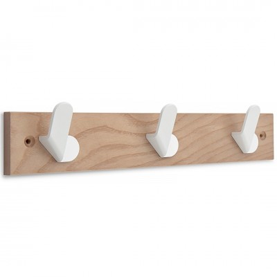 Κρεμάστρα απο Ξύλο με 3 Μεταλλικούς Γάντζους limestone ash tree 68x360x51mm Inofix 3724-2