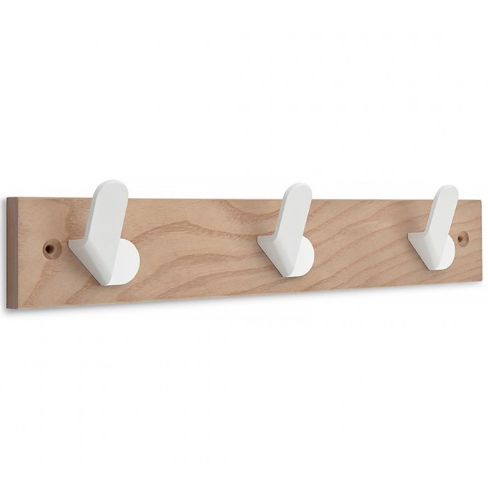 Κρεμάστρα απο Ξύλο με 3 Μεταλλικούς Γάντζους limestone ash tree 68x360x51mm Inofix 3724-2