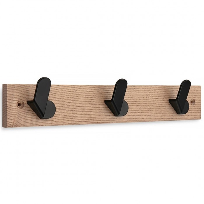 Κρεμάστρα απο Ξύλο με 3 Μεταλλικούς Γάντζους nordic ash tree 68x360x51mm Inofix 3724-3