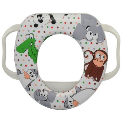 Καπάκι Λεκάνης Παιδικό με Μαλακό Κάθισμα και Χερούλια Ζωάκια λευκό 35x29x6.5εκ Ankor 842094