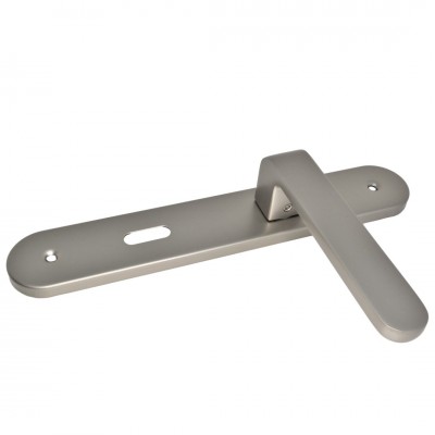 Πόμολο Πόρτας (Μονό ή Ζεύγος) Longevita Xειρολαβή με Πλάκα 4080-S05 σε Pearl Nickel Finish