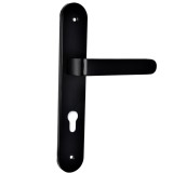 Πόμολο Πόρτας (Μονό ή Ζεύγος) Longevita Xειρολαβή με Πλάκα 4080-S19 σε Matt Black Finish