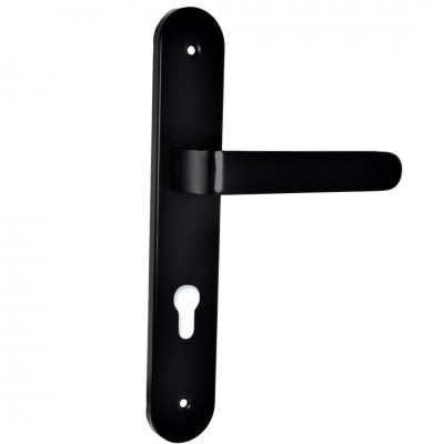 Πόμολο Πόρτας (Μονό ή Ζεύγος) Longevita Xειρολαβή με Πλάκα 4080-S19 σε Matt Black Finish