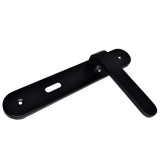 Πόμολο Πόρτας (Μονό ή Ζεύγος) Longevita Xειρολαβή με Πλάκα 4080-S19 σε Matt Black Finish