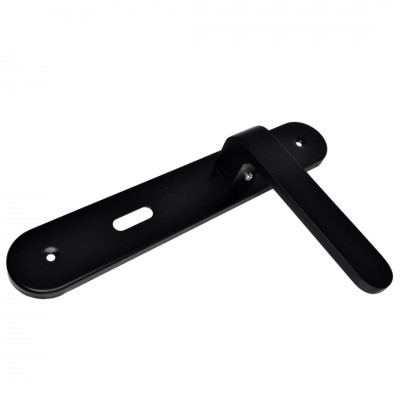 Πόμολο Πόρτας (Μονό ή Ζεύγος) Longevita Xειρολαβή με Πλάκα 4080-S19 σε Matt Black Finish