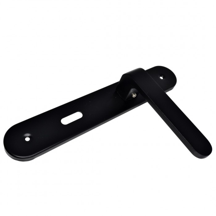 Πόμολο Πόρτας (Μονό ή Ζεύγος) Longevita Xειρολαβή με Πλάκα 4080-S19 σε Matt Black Finish