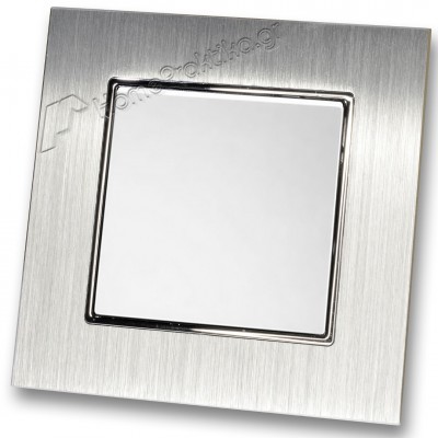 Διακόπτης Μονός Απλός 10Α/250V σε Λευκό Ματ Χρώμα και Πλαίσιο Ασημί Μεταλλικό HSERIES LINEME 50-00101-1_50-00121-18