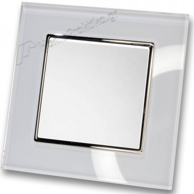 Διακόπτης Μονός Απλός 10Α/250V σε Λευκό Ματ Χρώμα και Πλαίσιο Λευκό Γυαλί HSERIES LINEME 50-00101-1_50-00121-23