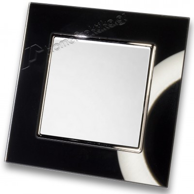 Διακόπτης Μονός Απλός 10Α/250V σε Λευκό Ματ Χρώμα και Πλαίσιο Μαύρο Γυαλί HSERIES LINEME 50-00101-1_50-00121-26