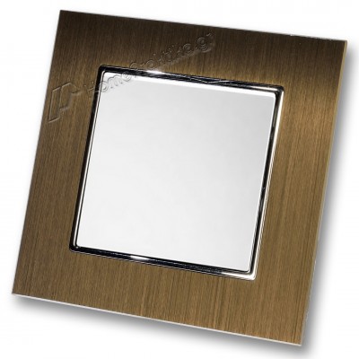 Διακόπτης Μονός Απλός 10Α/250V σε Λευκό Ματ Χρώμα και Πλαίσιο Χρυσό Μεταλλικό HSERIES LINEME 50-00101-1_50-00121-6