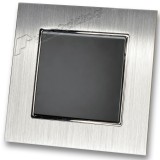 Διακόπτης Μονός Απλός 10Α/250V σε Μαύρο Ματ Χρώμα και Πλαίσιο Ασημί Μεταλλικό HSERIES LINEME 50-00101-2_50-00121-18