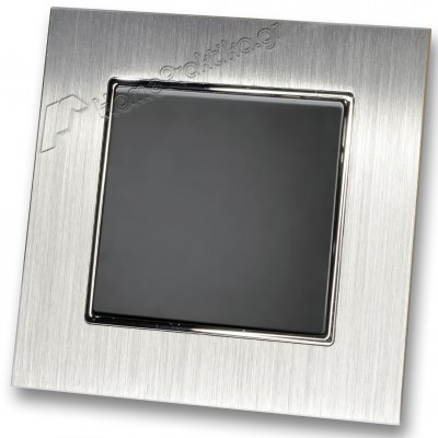 Διακόπτης Μονός Απλός 10Α/250V σε Μαύρο Ματ Χρώμα και Πλαίσιο Ασημί Μεταλλικό HSERIES LINEME 50-00101-2_50-00121-18