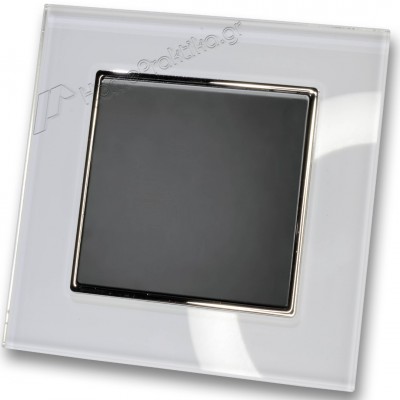 Διακόπτης Μονός Απλός 10Α/250V σε Μαύρο Ματ Χρώμα και Πλαίσιο Λευκό Γυαλί HSERIES LINEME 50-00101-2_50-00121-23