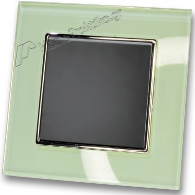 Διακόπτης Μονός Απλός 10Α/250V σε Μαύρο Ματ Χρώμα και Πλαίσιο Βεραμάν Γυαλί HSERIES LINEME 50-00101-2_50-00121-24