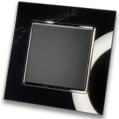Διακόπτης Μονός Απλός 10Α/250V σε Μαύρο Ματ Χρώμα και Πλαίσιο Μαύρο Γυαλί HSERIES LINEME 50-00101-2_50-00121-26
