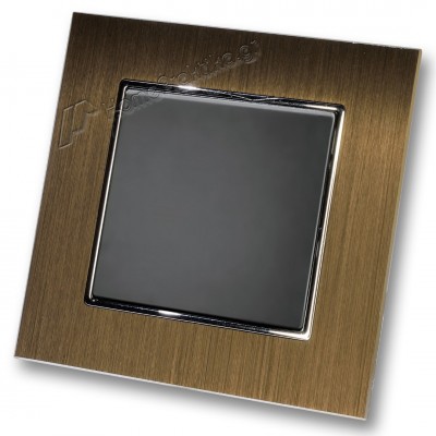 Διακόπτης Μονός Απλός 10Α/250V σε Μαύρο Ματ Χρώμα και Πλαίσιο Χρυσό Μεταλλικό HSERIES LINEME 50-00101-2_50-00121-6