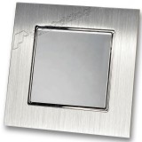 Διακόπτης Μονός Απλός 10Α/250V σε Ασημί Ματ Χρώμα και Πλαίσιο Ασημί Μεταλλικό HSERIES LINEME 50-00101-5_50-00121-18
