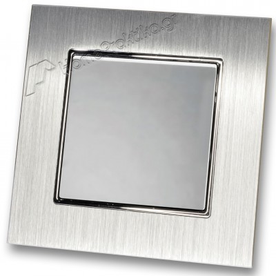 Διακόπτης Μονός Απλός 10Α/250V σε Ασημί Ματ Χρώμα και Πλαίσιο Ασημί Μεταλλικό HSERIES LINEME 50-00101-5_50-00121-18