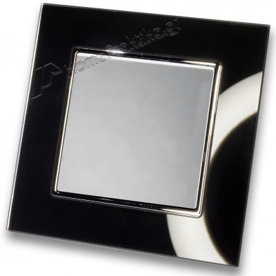 Διακόπτης Μονός Απλός 10Α/250V σε Ασημί Ματ Χρώμα και Πλαίσιο Μαύρο Γυαλί HSERIES LINEME 50-00101-5_50-00121-26