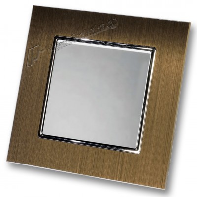 Διακόπτης Μονός Απλός 10Α/250V σε Ασημί Ματ Χρώμα και Πλαίσιο Χρυσό Μεταλλικό HSERIES LINEME 50-00101-5_50-00121-6