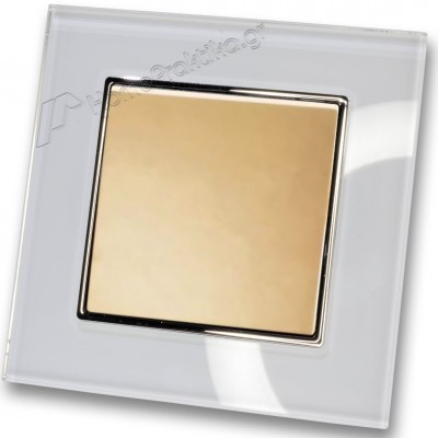 Διακόπτης Χωνευτός Μονός  Aller Retour 10Α/250V σε Χρυσό Ματ Χρώμα και Πλαίσιο Λευκό Γυαλί HSERIES LINEME 50-00102-9_50-00121-23
