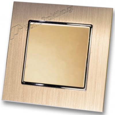 Διακόπτης Χωνευτός Μονός  Aller Retour 10Α/250V σε Χρυσό Ματ Χρώμα και Πλαίσιο Σαμπανιζέ Μεταλλικό HSERIES LINEME 50-00102-9_50-00121-25