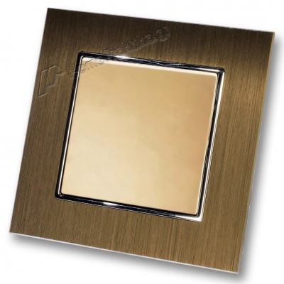 Διακόπτης Χωνευτός Μονός  Aller Retour 10Α/250V σε Χρυσό Ματ Χρώμα και Πλαίσιο Χρυσό Μεταλλικό HSERIES LINEME 50-00102-9_50-00121-6