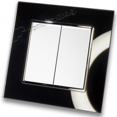 Διακόπτης Διπλός Απλός 10Α/250V σε Μαύρο Ματ Χρώμα και Πλαίσιο Μαύρο Γυαλί HSERIES LINEME 50-00103-1_50-00121-26