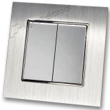 Διακόπτης Διπλός Λευκός Απλός 10Α/250V σε Ασημί Ματ Χρώμα και Πλαίσιο Ασημί Μεταλλικό HSERIES LINEME 50-00103-5_50-00121-18