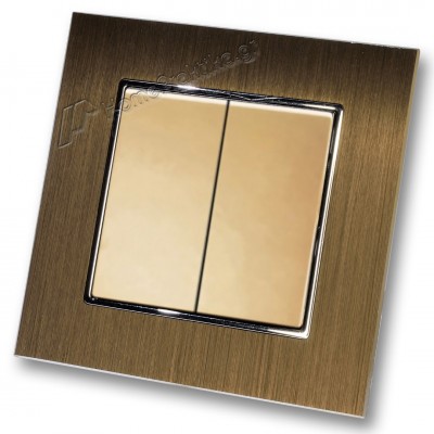 Διακόπτης Διπλός Απλός 10Α/250V σε Χρυσό Ματ Χρώμα και Πλαίσιο Χρυσό Μεταλλικό HSERIES LINEME 50-00103-9_50-00121-6