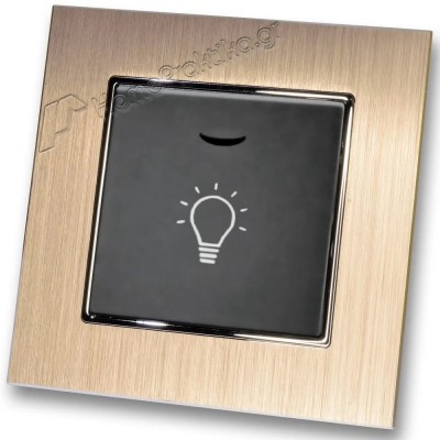 Μπουτόν Kλιμακοστασίου H series Μαύρο με Λυχνία LED 220/240V και Πλαίσιο Σαμπανιζέ Μεταλλικό LINEME 50-00107-2_50-00121-25