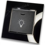 Μπουτόν Kλιμακοστασίου H series Μαύρο με Λυχνία LED 220/240V και Πλαίσιο Μαύρο Γυαλί LINEME 50-00107-2_50-00121-26