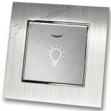 Μπουτόν Kλιμακοστασίου H series Ασημί με Λυχνία LED 220/240V και Πλαίσιο Ασημί Μεταλλικό LINEME 50-00107-5_50-00121-18