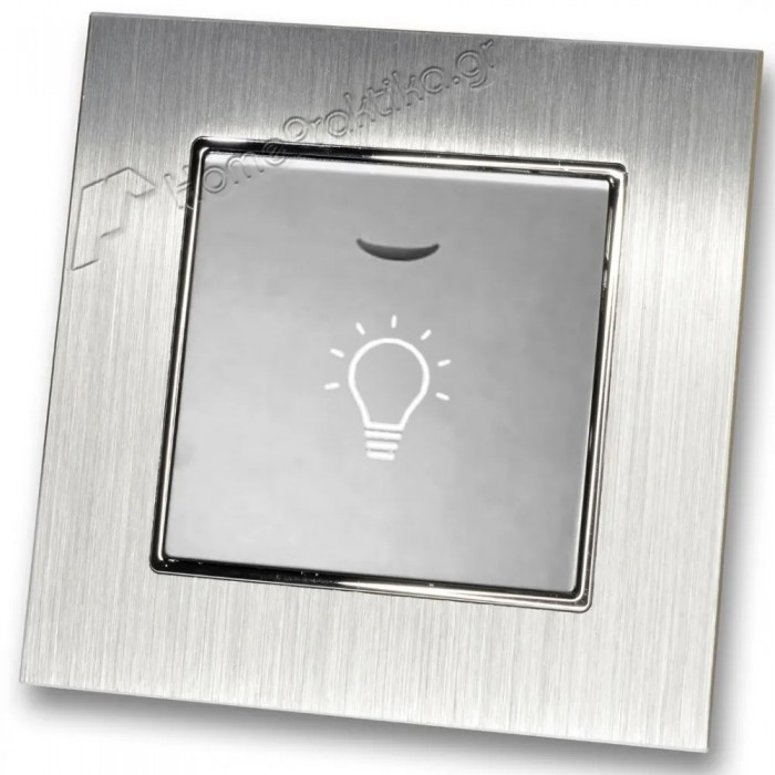 Μπουτόν Kλιμακοστασίου H series Ασημί με Λυχνία LED 220/240V και Πλαίσιο Ασημί Μεταλλικό LINEME 50-00107-5_50-00121-18