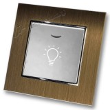 Μπουτόν Kλιμακοστασίου H series Ασημί με Λυχνία LED 220/240V και Πλαίσιο Χρυσό Μεταλλικό LINEME 50-00107-5_50-00121-6