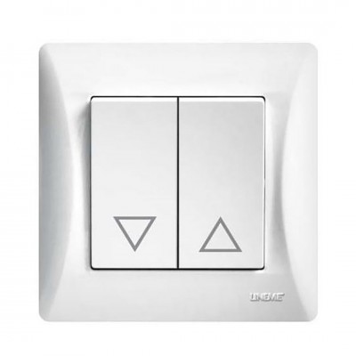 Διακόπτης Τοίχου Ρολών Χωνευτός με Δύο Πλήκτρα Λευκός Hseries Lineme 50-00109-1
