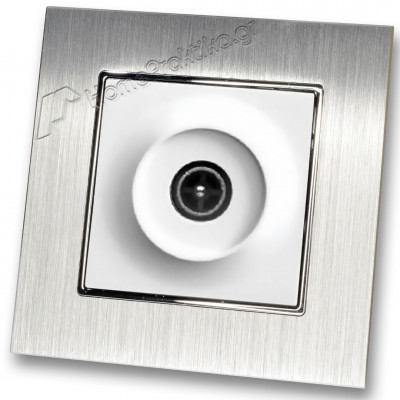 Πρίζα TV Τερματική Λευκή με Πλαίσιο Ασημί Μεταλλικό HSERIES LINEME 50-00116-1_50-00121-18