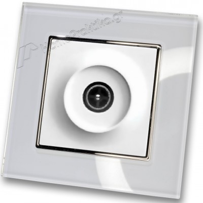 Πρίζα TV Τερματική Λευκή με Πλαίσιο Λευκό Γυαλί HSERIES LINEME 50-00116-1_50-00121-23