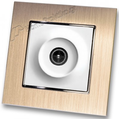 Πρίζα TV Τερματική Λευκή με Πλαίσιο Σαμπανιζέ Μεταλλικό HSERIES LINEME 50-00116-1_50-00121-25