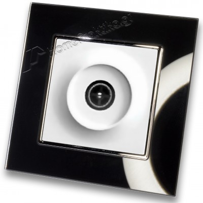 Πρίζα TV Τερματική Λευκή με Πλαίσιο Μαύρο Γυαλί HSERIES LINEME 50-00116-1_50-00121-26