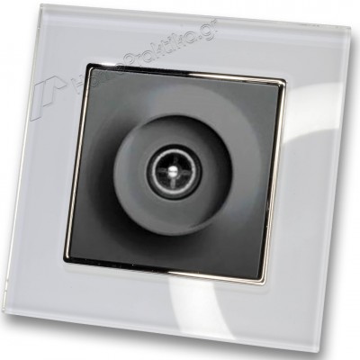 Πρίζα TV Tερματική Μαύρη και Πλαίσιο Λευκό Γυαλί HSERIES LINEME 50-00116-2_50-00121-23