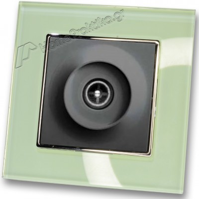 Πρίζα TV Tερματική Μαύρη και Πλαίσιο Βεραμάν Γυαλί HSERIES LINEME 50-001116-2_50-00121-24