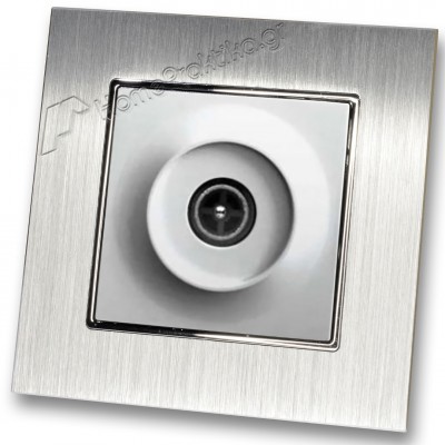 Πρίζα TV Tερματική Ασημί Ματ Χρώμα και Πλαίσιο Ασημί Μεταλλικό HSERIES LINEME 50-00116-5_50-00121-18