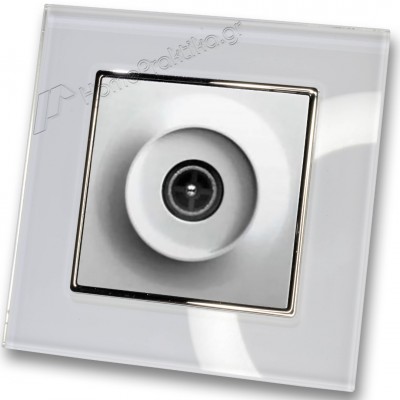 Πρίζα TV Tερματική σε Ασημί Ματ Χρώμα και Πλαίσιο Λευκό Γυαλί HSERIES LINEME 50-00116-5_50-00121-23