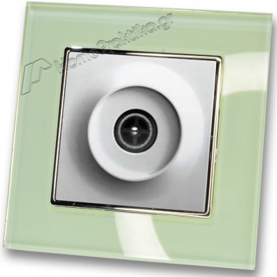 Πρίζα TV Tερματική σε Ασημί Ματ Χρώμα και Πλαίσιο Βεραμάν Γυαλί HSERIES LINEME 50-00116-5_50-00121-24