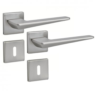 Πόμολα Πόρτας Ζεύγος Χειρολαβή με Ροζέτα 52080 Νίκελ Ματ