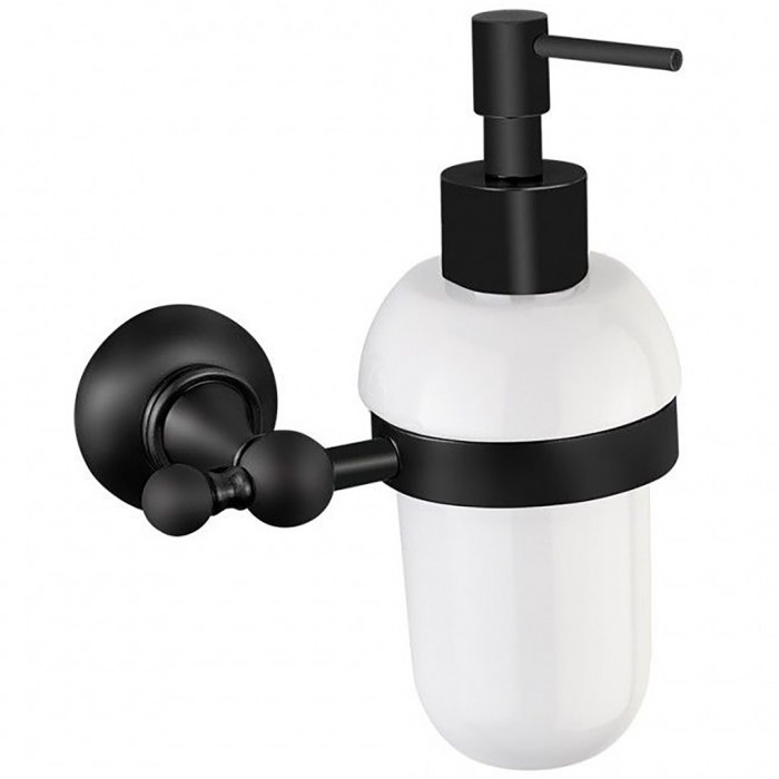 Επιτοίχιος Διανομέας Υγρού Σαπουνιού 125ml Black Matt με Λευκό Μπουκάλι Πορσελάνης 9306-624-400 Performa Victoria