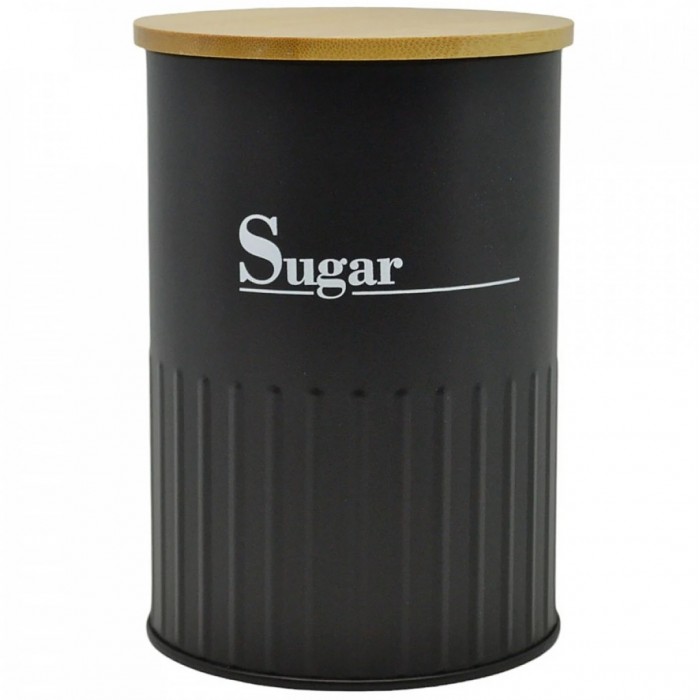 Βάζο Μεταλλικό Sugar Μαύρο με Μπαμπού Καπάκι 9,5x9,5x13εκ. ANKOR 837717