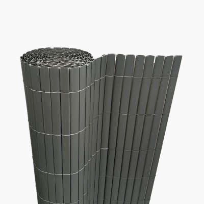 Καλαμωτή Σκίασης - Περίφραξης Πλαστική με Ολόκληρο Καλάμι 13mm Διπλής Όψης σε Γκρί Χρώμα 1x3m ANKOR 845354